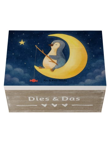 Mr. & Mrs. Panda Holzkiste mit Deckel Pinguin Mond Design ohne S... in Weiß