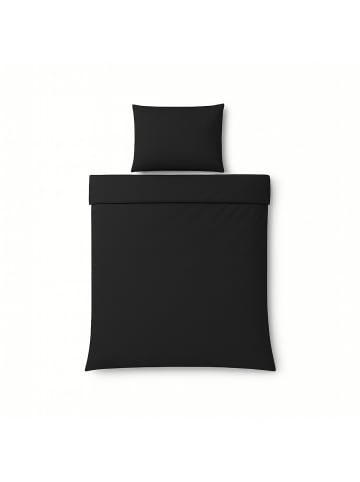 COFI 1453 Mikrofaser-Bettwäsche 135 x 200 cm mit verdecktem Reißverschluss in Schwarz
