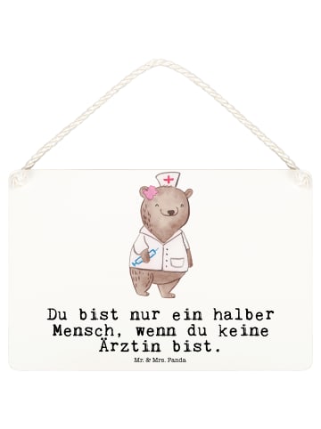 Mr. & Mrs. Panda Deko Schild Ärztin Herz mit Spruch in Weiß