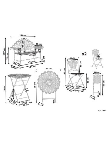 Beliani 4-tlg Bistro Set PAVIA in Blau
