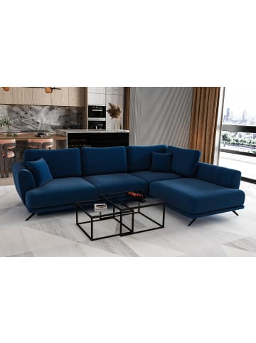 MF Design Lardo Recamiere Rechts in Marineblau -  (L) 191 x (B) 276 x (H) 90 cm