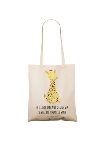 Mr. & Mrs. Panda Tragetasche Giraffe Zufrieden mit Spruch in Creme