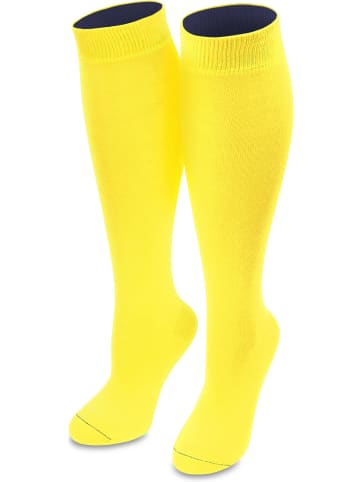 normani 5 Paar Kniestrümpfe mit farbig abgesetztem Bund Bi-Color in Gelb/Marine