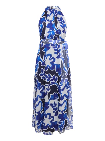 BETTY & CO Chiffonkleid ohne Arm in Weiß/Dunkelblau
