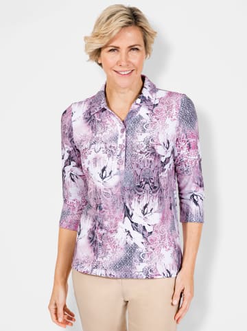 WITT WEIDEN Poloshirt in mauve-steingrau-bedruckt