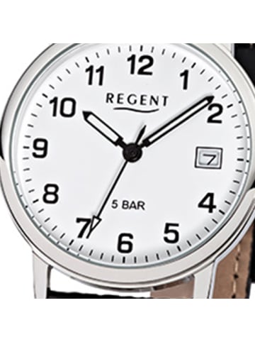 Regent Analog-Armbanduhr Regent Lederarmband schwarz mittel (ca. 34mm)