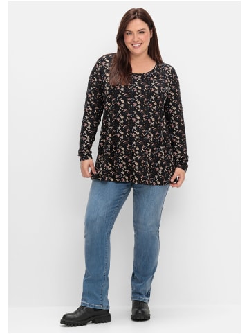 sheego Langarmshirt in schwarz gemustert
