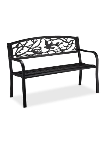 relaxdays Gartenbank 2 Sitzer in Schwarz