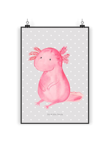 Mr. & Mrs. Panda Poster Axolotl Niedlich ohne Spruch in Grau Pastell