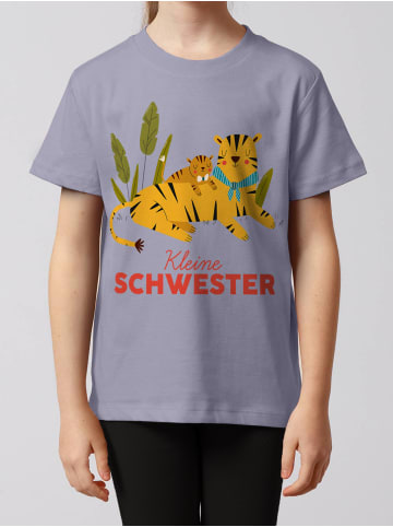 wat? Apparel T-Shirt Tiger Kleine Schwester in Lavender