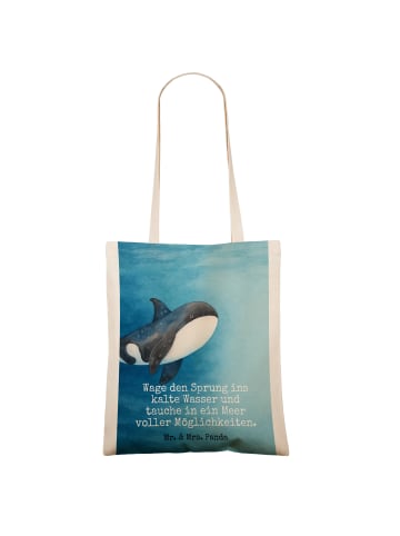 Mr. & Mrs. Panda Jutebeutel Orca Design mit Spruch in Weiß