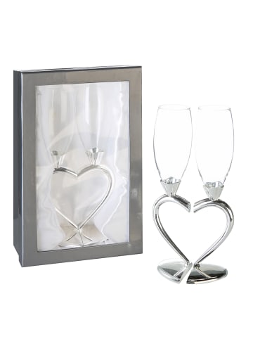 GILDE Champagnerglas "Love" in Silber - H. 26 cm - B. 5 cm