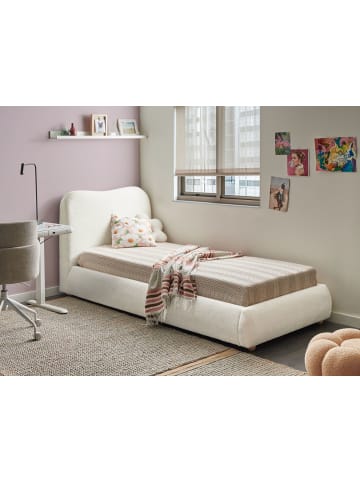 Beliani Einzelbett BLAGNAC in Weiß/Braun - (W) 110 x (H) 98 x (L) 227 cm