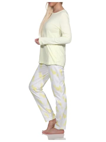 NORMANN Langarm Pyjama Schlafanzug Homewear Ananas - 78602 in gelb