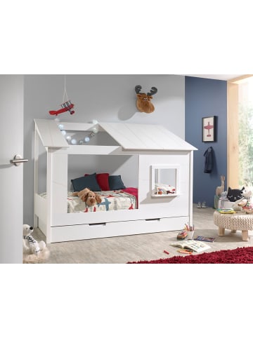 58 aufm Kessel BAUMHAUS Bett Katerina 214x159x105 aus MDF+Massivholz in Weiß