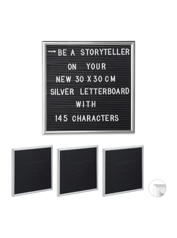 relaxdays 4x Letterboard in Silber - (B)30 x (H)30 cm