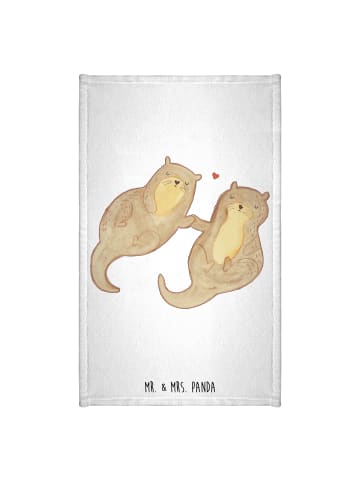 Mr. & Mrs. Panda Handtuch Otter Hände halten ohne Spruch in Weiß