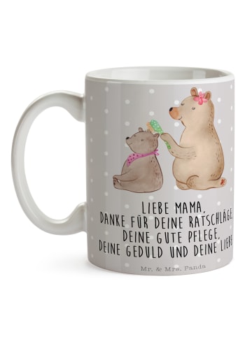Mr. & Mrs. Panda Kaffeebecher Bär Kind mit Spruch in Grau Pastell