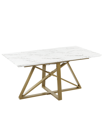Beliani Esszimmertisch MAXIMUS in Weiß/Gold - (W) 90 x (H) 77 x (L) 160 cm