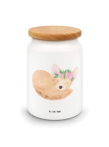 Mr. & Mrs. Panda Teedose Wüstenfuchs Blumen ohne Spruch in Weiß