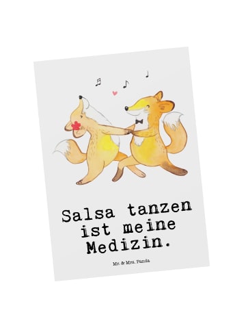 Mr. & Mrs. Panda Ansichtskarte Füchse Salsa tanzen mit Spruch in Weiß