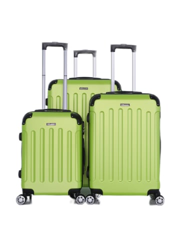 Cheffinger Reisekoffer Koffer 3 tlg Hartschale Trolley Set Kofferset Handgepäck in Grün