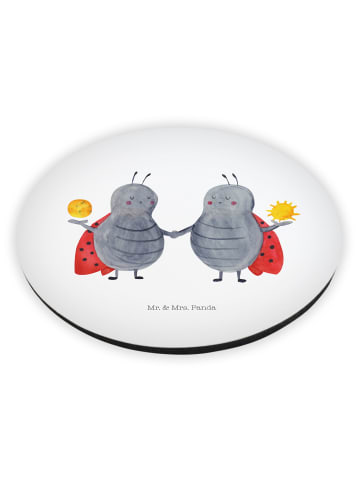 Mr. & Mrs. Panda Rund Magnet Sternzeichen Zwilling ohne Spruch in Weiß