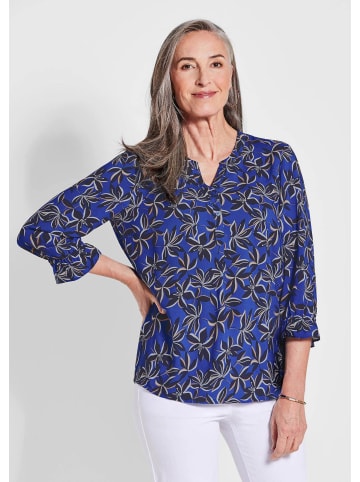 GOLDNER Kurzgröße:  Druckbluse Elegante Printbluse mit Rundhals in royalblau / marine / gemustert