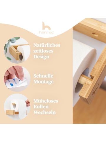HENNEZ Toilettenpapier-Halter Wand Maria Bambus Braun