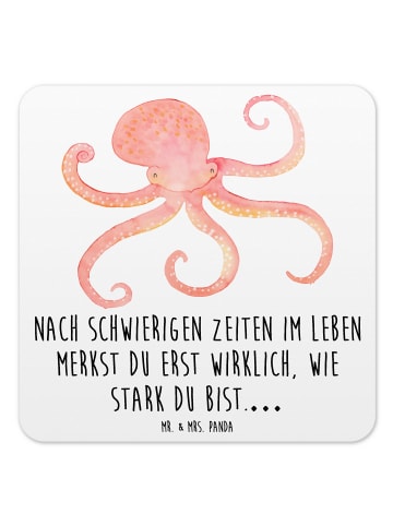 Mr. & Mrs. Panda Untersetzer Tintenfisch mit Spruch in Weiß