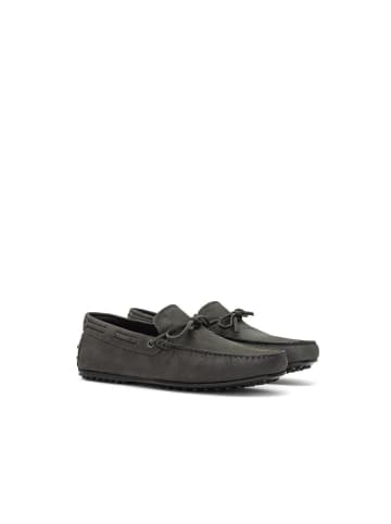 TOD'S Grau Nubukleder Leder Mokassin