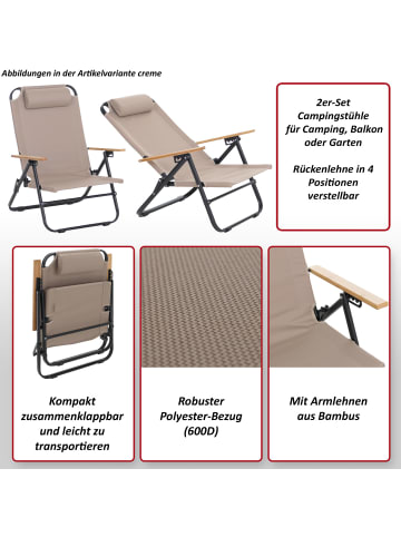 MCW 2er-Set Campingstuhl Q44, Creme