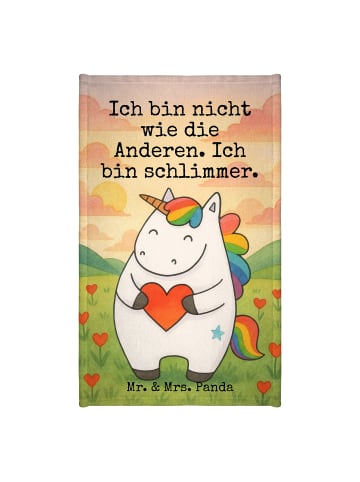 Mr. & Mrs. Panda Gästehandtuch Einhorn Herz Design mit Spruch in Weiß