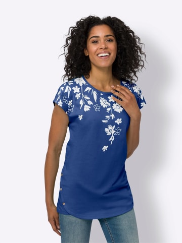 Sieh an! Longshirt in royalblau-weiß