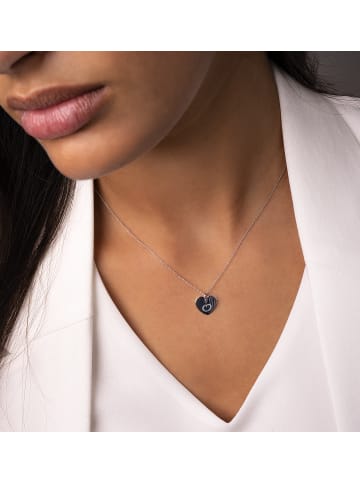 ONE ELEMENT  Herz mit Gravur O Buchstaben Anhänger aus 333 Weißgold in silber