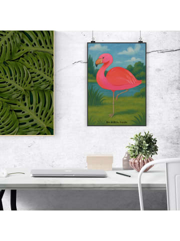 Mr. & Mrs. Panda Print Flamingo Classic Design ohne Spruch in Weiß