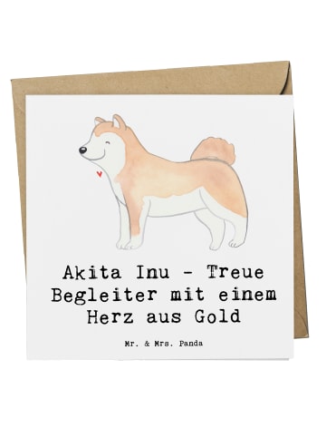 Mr. & Mrs. Panda Grußkarte Akita Inu Herz mit Spruch in Weiß
