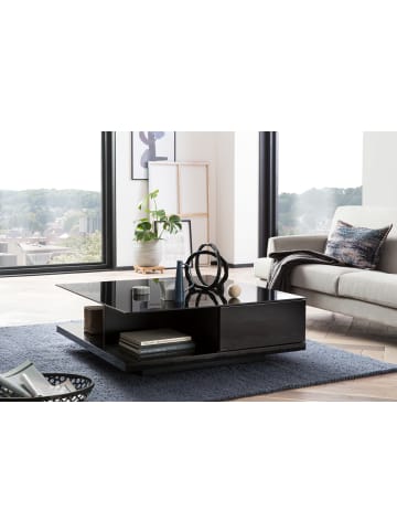 SalesFever Couchtisch mit Soft-Close-Schubladen, 2 offene Fächer und Glasplatte in Schwarz