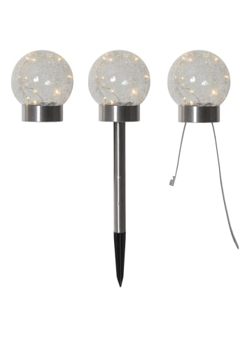 STAR Trading LED Solar Kugel 3in1 Balkonleuchte Tischlampe Wegleuchte D:12cm in klar