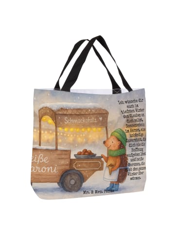 Mr. & Mrs. Panda Tote Bag Igel Maronen Design mit Spruch in Weiß