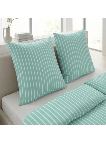 Traumschloss Renforcé Bettwäsche - Streifen mint weiß in grün