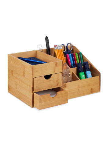 relaxdays Schreibtisch-Organizer in Natur - (B)33 x (H)15,5 x (T)20,5 cm