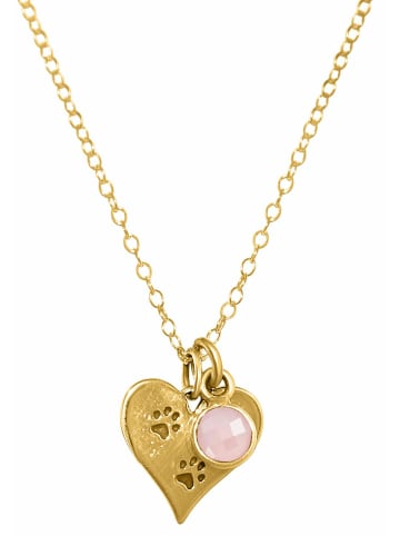 Gemshine Kette mit Anhänger Herz Pfotenabdruck Katze Hund in gold coloured