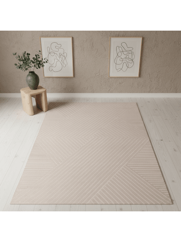 KADIMA DESIGN Teppich Kurzflor Waschbar 3D ILLER Strapazierfähig OEKO-TEX in Beige