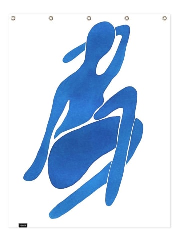 Juniqe Duschvorhang "Woman in Blue II" in Blau & Weiß