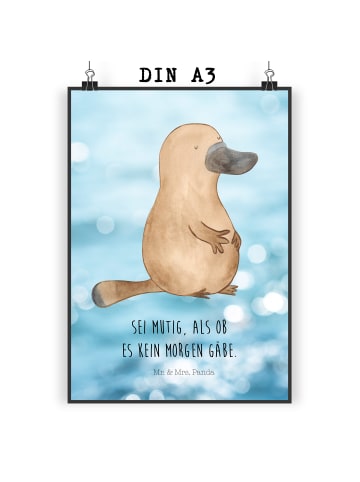 Mr. & Mrs. Panda Poster Schnabeltier Mut mit Spruch in OZeichenanblue