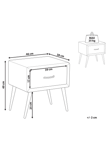 Beliani Nachttisch FLAYAT in Grau/Schwarz - (W) 46 x (H) 49 x (L) 38 cm