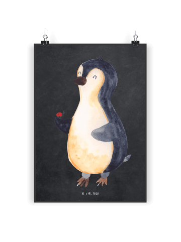 Mr. & Mrs. Panda Bild Pinguin Marienkäfer ohne Spruch in Kreidetafel