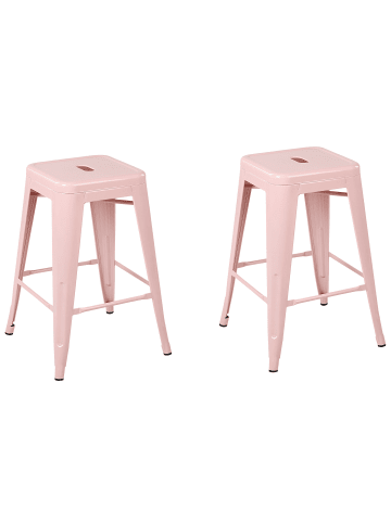 Beliani 2-tlg Barhocker CABRILLO in Rosa