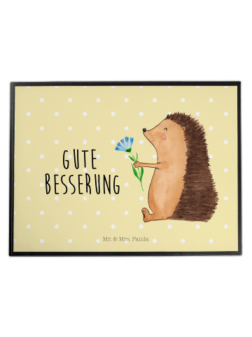 Mr. & Mrs. Panda Schreibtischauflage Igel Blumen mit Spruch in Gelb Pastell